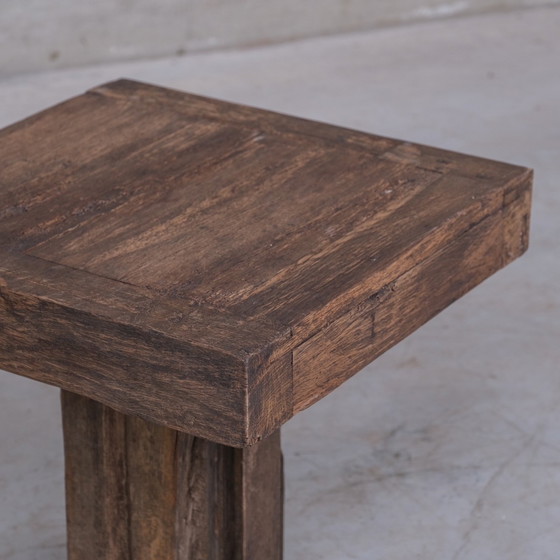 Image 1 of Pair of Belgium Wabi-Sabi Wooden Side Tables