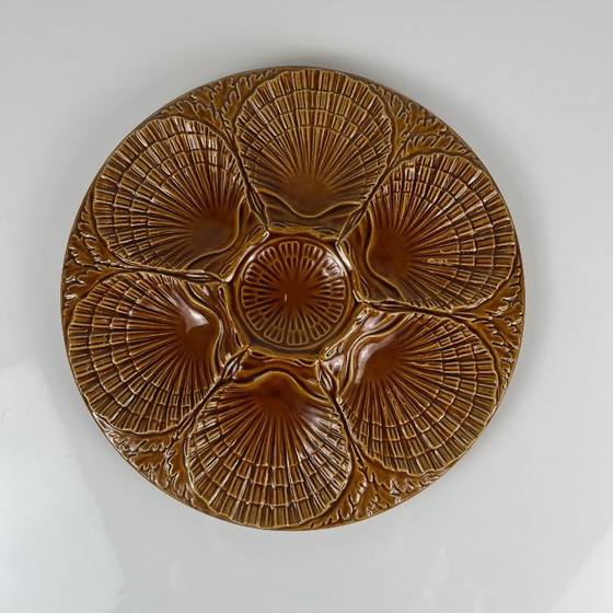 Image 1 of Set of 6 oyster plates in barbotine style by Secla, Portugal, 1970