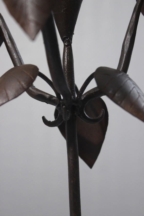Image 1 of Paire de Bougeoirs Fer Forgé Vintage Design Brutaliste Mi XXème