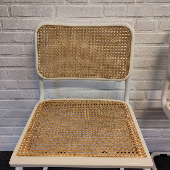 Set von zwei Cesca Webbing Stühlen – Esszimmerstühle, Metal, Rattan (photo 8 of 11)