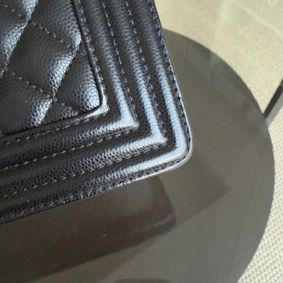 Image 1 of Chanel Boy Medium - Caivar 25CM Quilted Black Ruthenium Silver Hardware