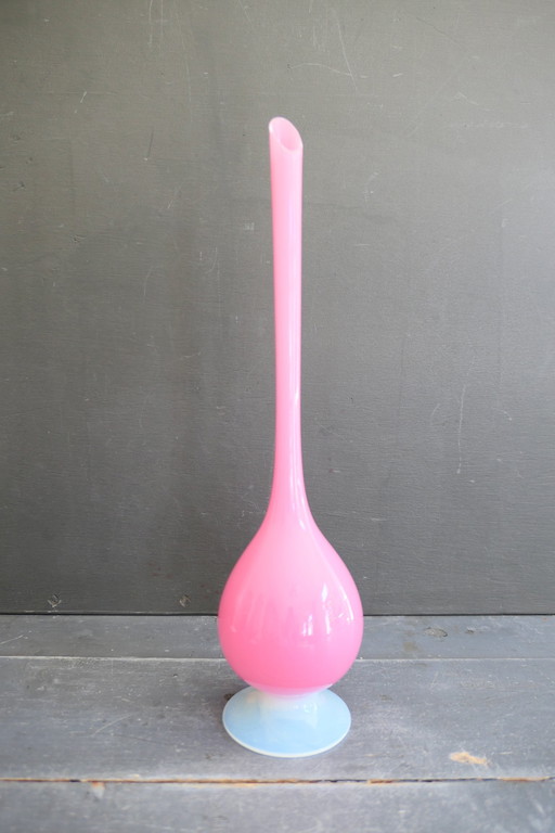 Vase Vintage Opaline Rose Blanc