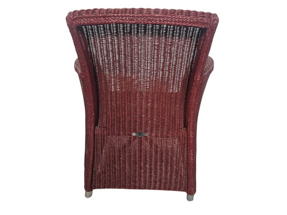 Wicker Sessel, rotbraun, Vincent Sheppard Lloyd Loom Furniture, Korbgeflecht, Metall, Vintage (Foto 4 von 8)