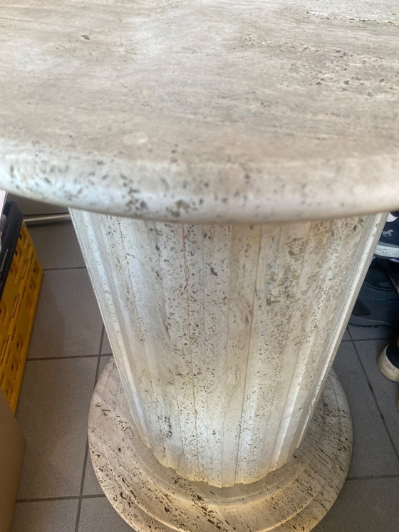 Image 1 of Solid Travertine Column Pedestal in Neoclassical style 29 inches