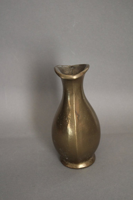 Image 1 of Massive, heavy brass vase in the shape of a jug