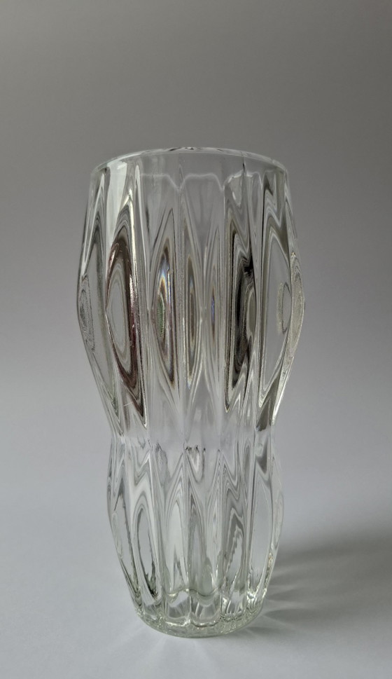 Image 1 of Vintage Rosice Sklo Union Glass Vase – Mid Century Pressed Glass – 15 cm – Czechoslovakia