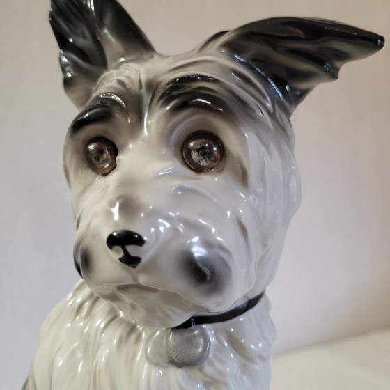 Image 1 of Vintage geglazuurde keramische tafellamp, in de vorm van een hond, Duitsland, 1960-1970