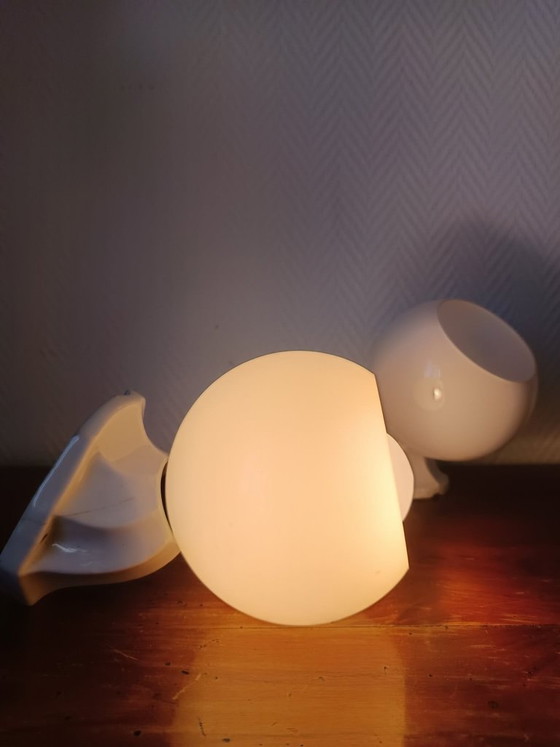 Image 1 of 2x Art Deco Porcelain and Opaline Wall Sconces