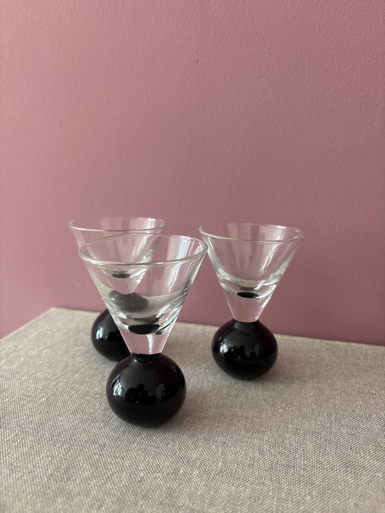 Image 1 of Art deco globe glasses 3x shot glasses