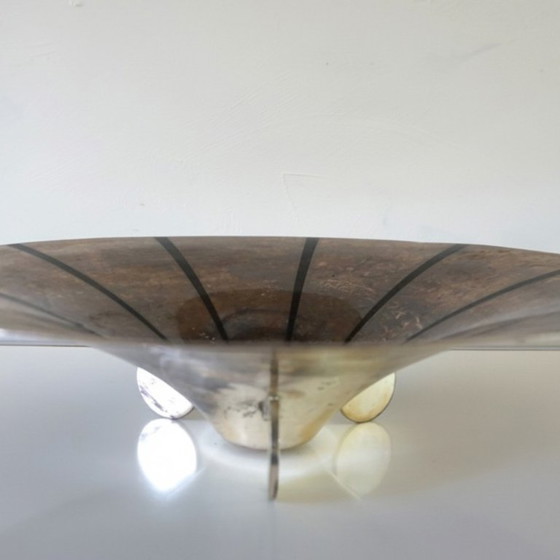 Image 1 of Ciotola scultorea Bauhaus WMF Ikora, in ottone argentato, realizzata da Paul Haustein nel 1920.