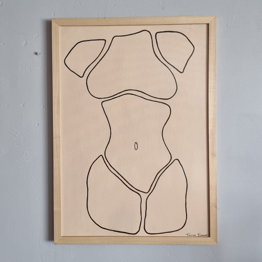 Frances Eckhardt - A2 frame with artwork Hand-painted figurative body no. 2