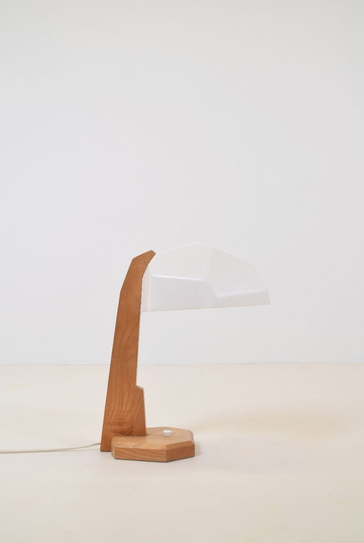 Rara lámpara de mesa antroposófica de Rudolf Dörfler, años 60 – tafellampen, Wood, Plastic