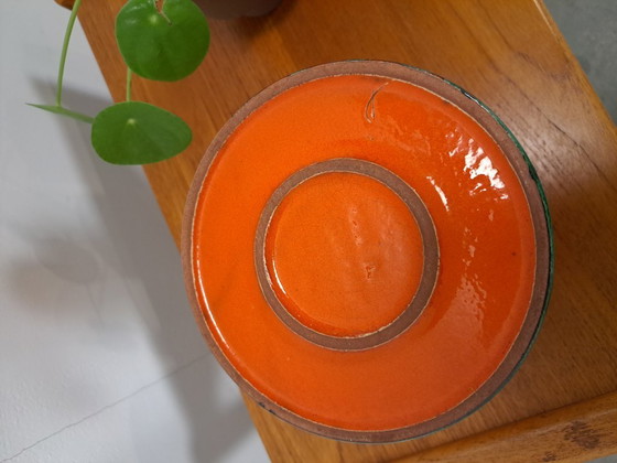 Image 1 of Pot de fleurs en céramique orange, Allemagne de l'Ouest, n° 3
