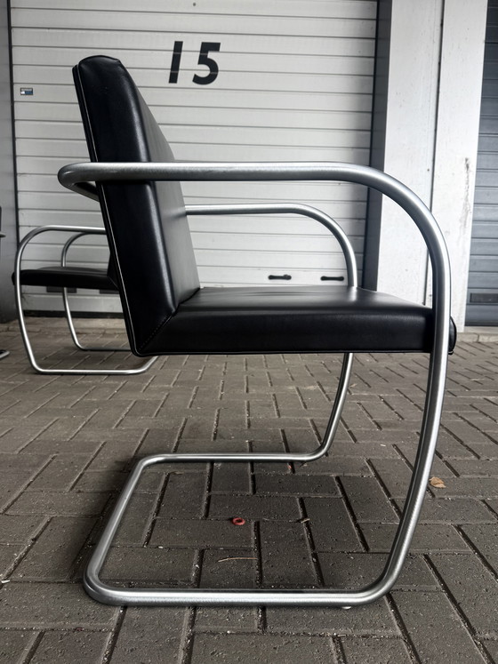 Image 1 of 6 sedie Brno di Mies van der Rohe, Fasem, in pelle nera