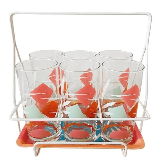 Image 1 of Vintage Mid-century retro limonade glazen rekje 1960's