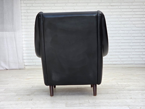 Image 1 of Dänischer Hochlehner-Sessel von Aage Christensen aus den 1960er Jahren, Möbelleder.