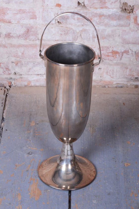 Secchiello champagne Art Déco originale da terra, metallo argentato, Francia, anni '20, Accessori da tavola (foto 13 di 13)