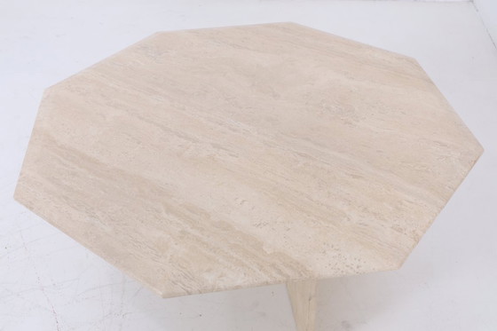 Image 1 of Magnifique table basse vintage en travertin | Table basse du milieu du siècle, table de salon, salon rétro des années 80 #06-44