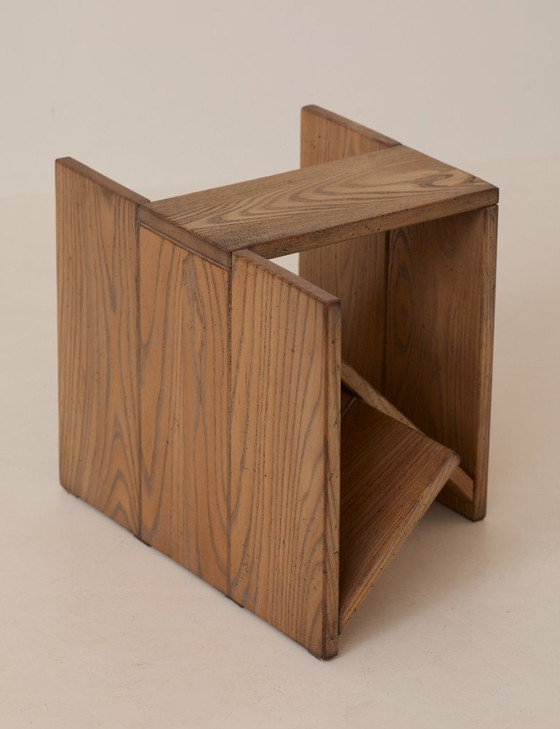Image 1 of Tavolino/portariviste in olmo massello di Alain Ladroit per Maison Regain, vintage, circa 1980