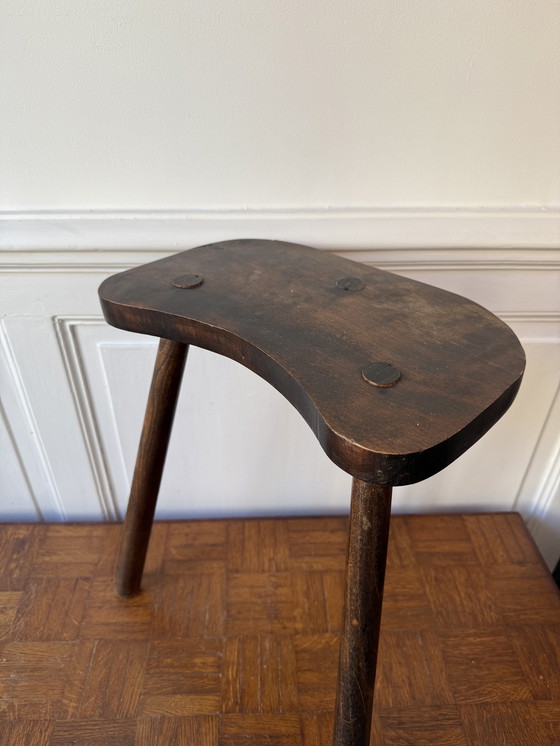 Image 1 of Sgabello alto a treppiede in legno massello