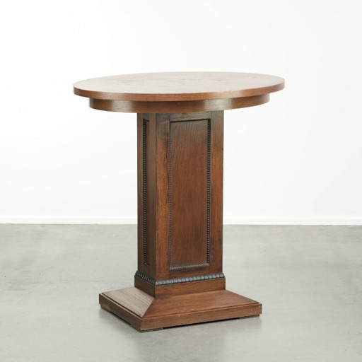 Mooie Eikenhouten Hollandse Bijzettafel/ Centertable In Luxe Amsterdamse School Design Met Prachtige Details