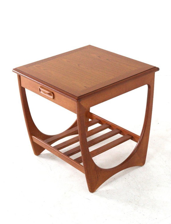 Image 1 of G Plan side table with pull-out drawer vintage