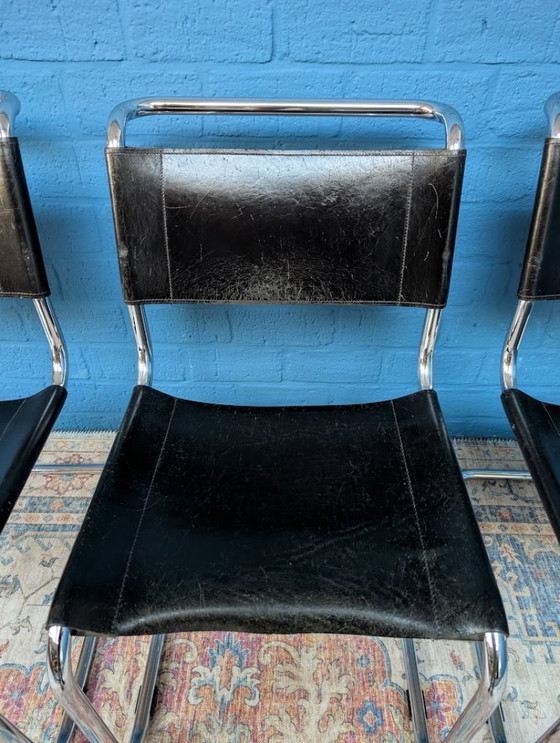 Image 1 of 6 sedie a slitta vintage S33, Mart Stam per Thonet, anni '60