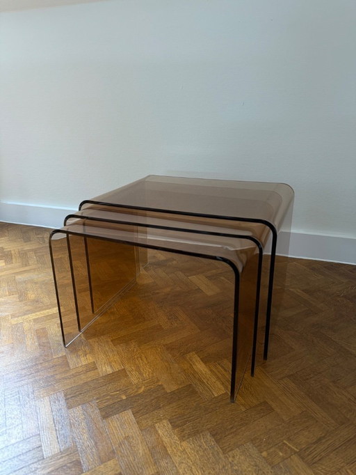 3x side table plexi verre fumé