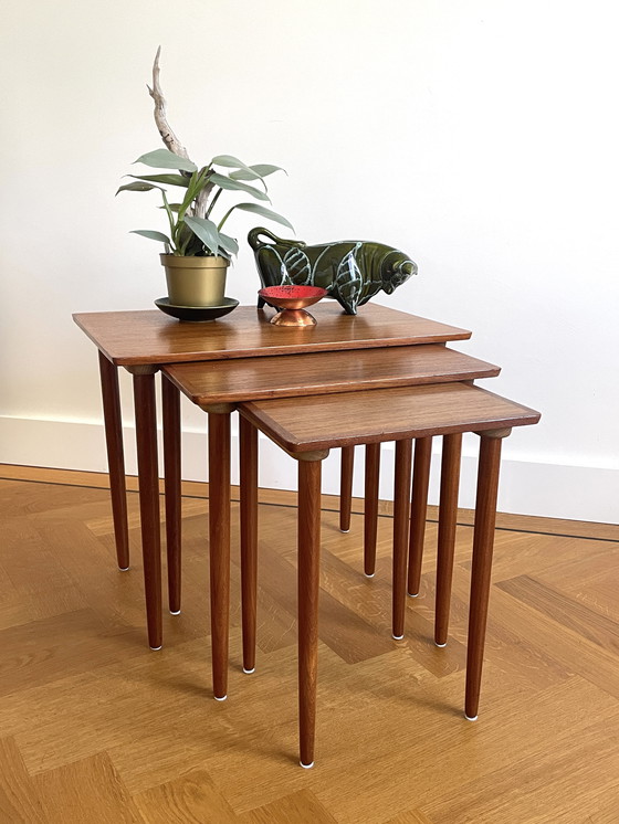 Image 1 of 60s Trio of Elegant Side Tables by Bramin, Denmark