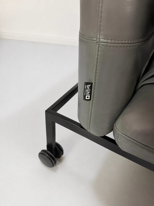 Brühl Roro Medium Designer Leder Grau Sofa Longchair