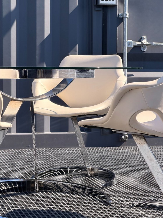 Image 1 of Boris Tabacoff MMM tafel en 4 stoelen set | Design uit de jaren 70
