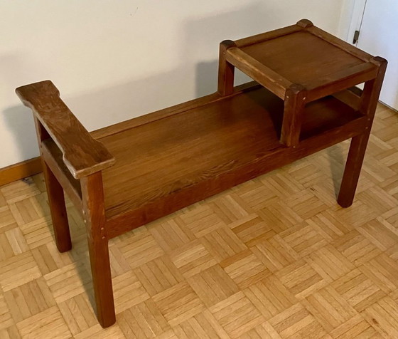 Image 1 of Oak telephone bench in perfect condition (50s-80s)