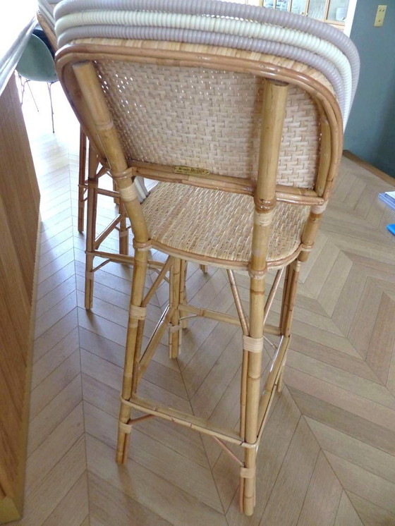 Image 1 of Set van 3 Maison Louis Drucker bistrostoelen in licht Manila-rotan.