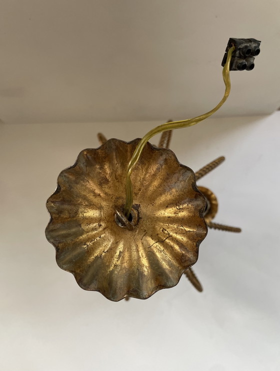 Image 1 of Vintage pendant lamp chandelier gilded Hollywood Regency
