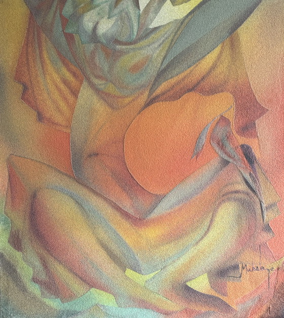 Image 1 of Mukalenge wa Mukalenge (Kinshasa) – Ecstasy at Thilmade - No. 16
Sandwork – Oil and sand on canvas, 70 × 100 cm, circa 1975-1985