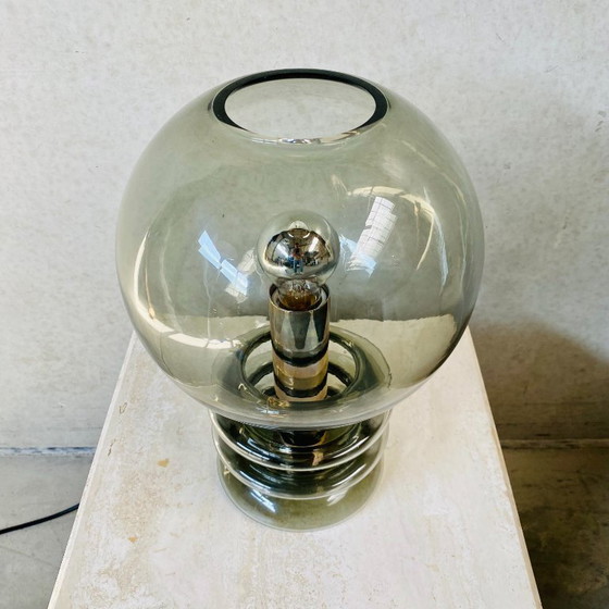 Image 1 of Hand-blown "Bulb Moon" Design Table Lamp Glashütte Limburg, 1960
