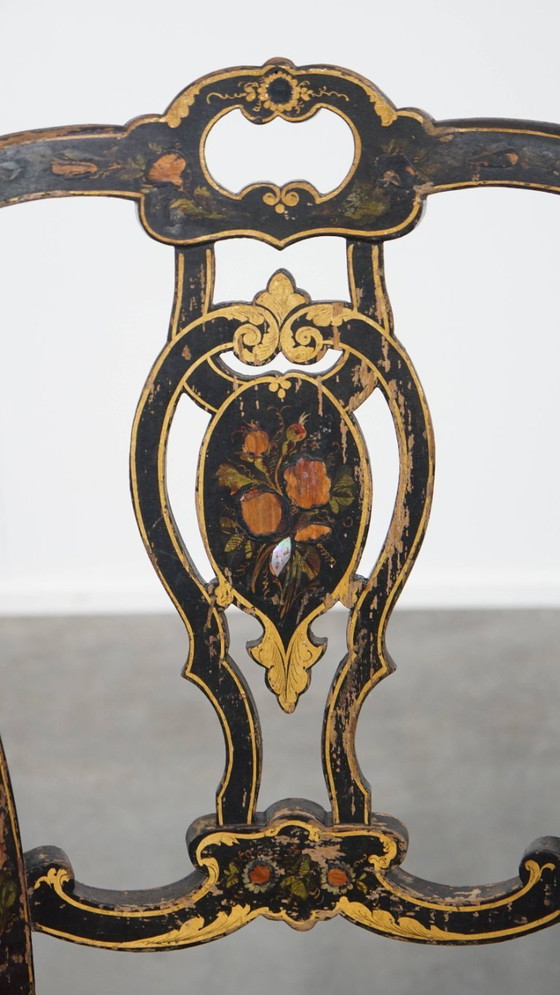 Image 1 of Antiek Frans Napoleon 3 stoeltje ingelegd met parelmoer