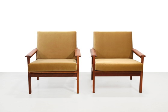 Conjunto de dos sillas Capella de teca de Illum Wikkelso – Niels Eilersen, Sillones, Cotton, Velvet (photo 4 of 5)