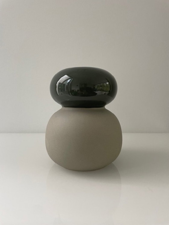 Image 1 of Modern sculptural design vases in taupe, dark green and mint