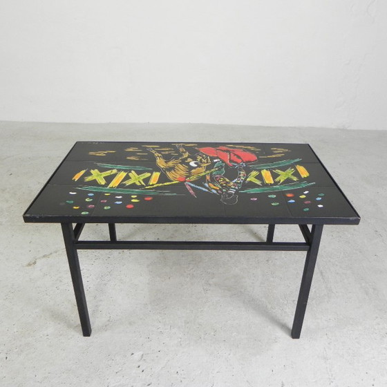 Image 1 of Tavolo vintage in piastrelle con immagine di corrida, anni '50