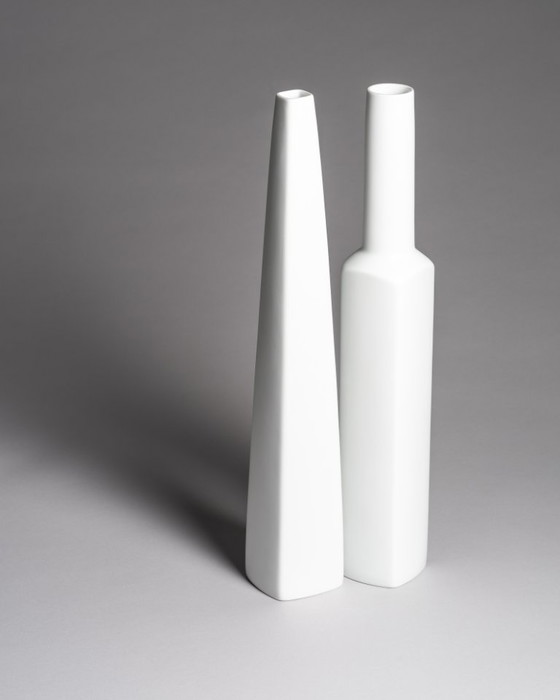 Image 1 of Rare XL Porcelain Vase Duo Hans Theo Baumann Rosenthal Germany 60s Vintage Chic