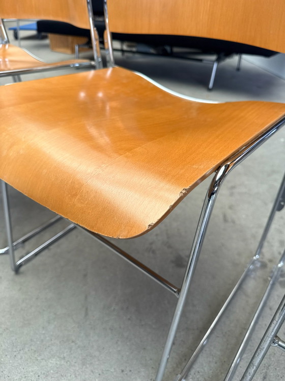 Set of 4 Howe 40/4 chairs, Dining chairs, Wood, Chrome, Brown (photo 7 of 15)