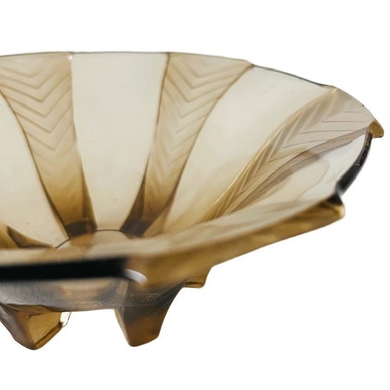 Image 1 of Art Deco plato de cristal ahumado 1930