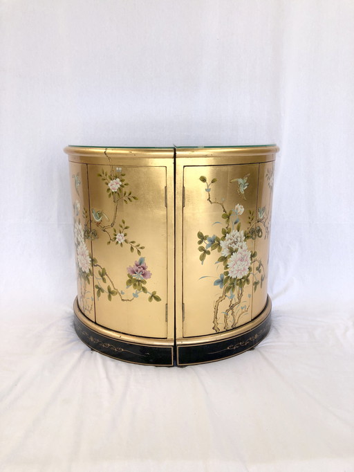 Unique Chinese Halfround Cabinet with Birds