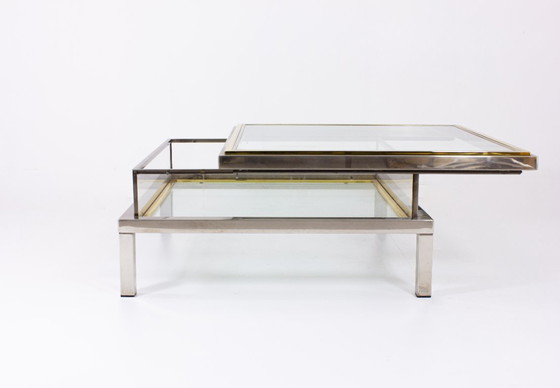 Image 1 of Brass and Chrome sliding top table