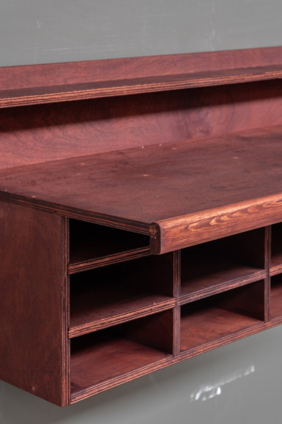 Image 1 of Schwebender Schreibtisch im Stil der 1960er Jahre in Mahoney-Ausführung