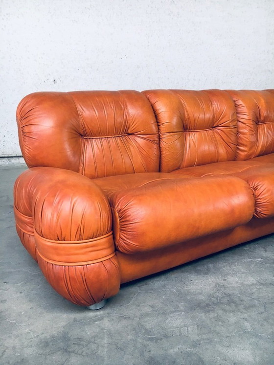 Image 1 of 1970's Midcentury Modern Italian Design by Adriano Piazzesi Leather 3 Seat Sofa