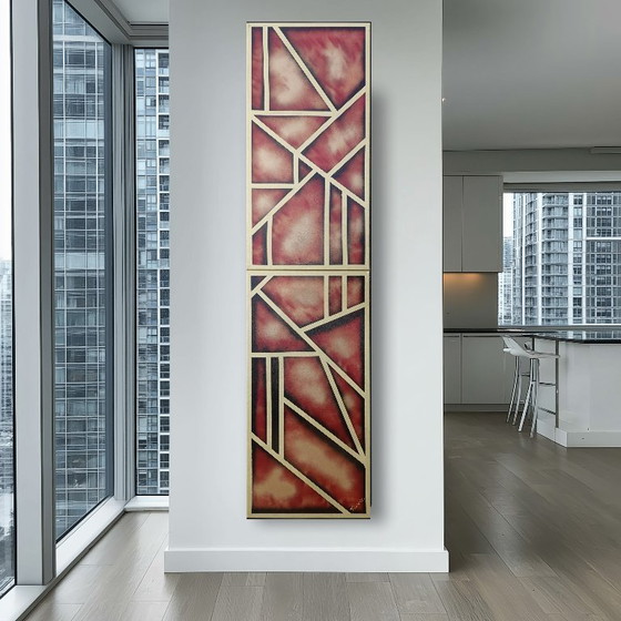 Image 1 of Abstraction A955 - Tableau abstrait prêt à accrocher XXL