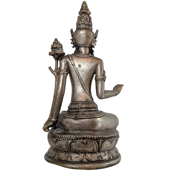 Ancienne Statue en Bronze Javanaise – Padmapani Avalokiteshvara – Porteur de Lotus – 20 cm – Sculptures (photo 5 of 10)