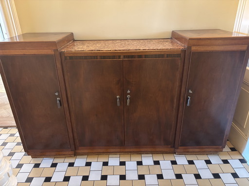 Art Deco School Amsterdamse cantoor con ufficio, dressoir con rood marmer blad e 2 stoelen